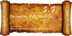Spiegler Fábián névjegykártya